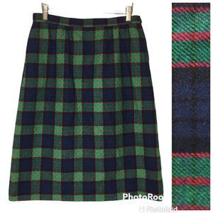 VIntage 50s Pendleton Authentic Fletcher Tartan Skirt; Blue Green Red Plaid Wool